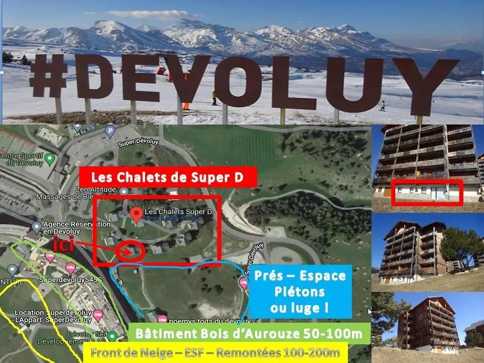 Appartement 8-10 Personnes Superdevoluy Hautes Alpes Rez De Chaussee Vue Panoramique 3 Chambres Saint-Étienne-en-Dévoluy 0*,  France